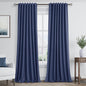 Guken 100% Blackout Curtains 102 Inch Length 2 Panels Set for Living Room Bedroom Back Tab Thermal Insulated Black Out Linen Drapes Room Darkening Window Curtains 102 Inches Long,Classic Blue