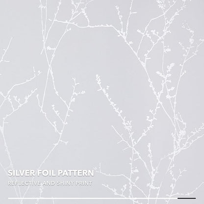 Deconovo Greyish White Curtains, Room Darkening Curtain, Thermal Insulated Soundproof Drapes, Silver Branch Print, 52 x 72 Inch Long, Grommet Window Panels for Living Room Bedroom Nursery, Set of 2
