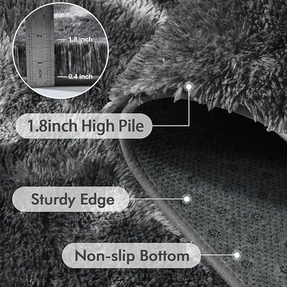 8x10 Ft Extra Large Shag Rugs for Living Room, Tie Dyed Ultra Soft Fluffy Furry Area Rugs for Bedroom Indoor Floor, Aesthetic Carpet for Kids Home Decor (Grey)