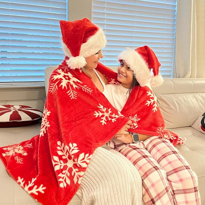 BEDELITE Christmas Throw Blanket– Cozy Holiday Blanket with Red Snowflake Design, Soft Lightweight Fleece Christmas Blanket for Couch & Bed, Festive Home Décor & Gift, 50"x60"