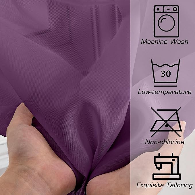 Simplebrand Plum Purple Sheer Curtains 96 Inches Long 2 Panels, Light Filtering Rod Pocket Solid Color Window Sheer Curtain Panels, Elegant Curtains & Drapes for Living Room, Bedroom, 42" W x 96" L