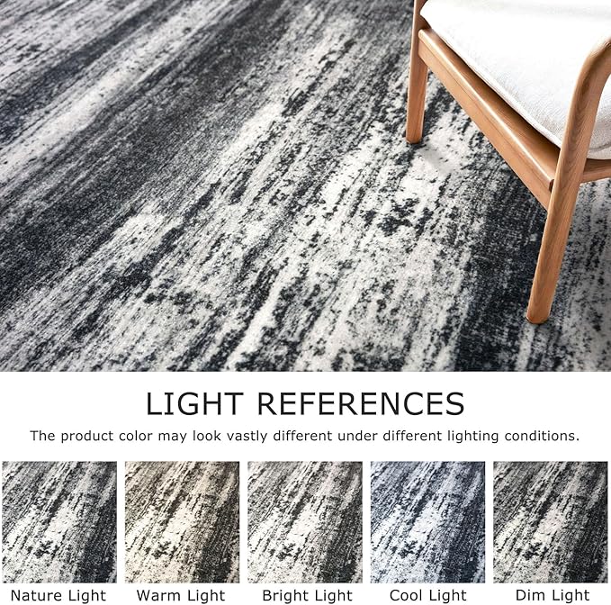 KOZYFLY Modern Abstract Small Area Rugs, 2x3 Washable Kitchen Rug Non-Slip Soft Small Bathroom Rug, Black Navy Blue Grey Striped Entryway Rugs Faux Wool Doormat for Bedside Entrance Bedroom Sink