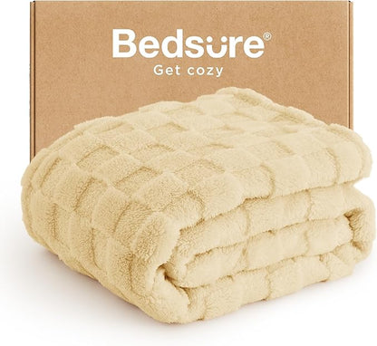 Bedsure GentleSoft Yellow Throw Blanket for Couch - Checkered Fleece Blankets Gifts for Kids Girls, Cute Soft Cozy Throw for Bedroom Home Decor Gifts, 50x60 Inches