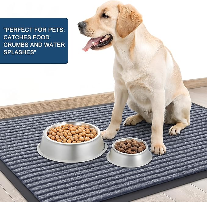 OLANLY Front Door Mat Indoor Outdoor Entrance, Waterproof Heavy Duty Doormat, Fade Resistant, Low Profile, Easy Clean Patio Porch Welcome Floor Mats for Entry, 47x30, Ash Grey