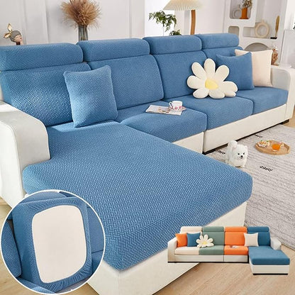Soothing Home Sofa Covers, Sofa Hero Covers, Wear-Resistant Universal Couch Covers Washable Stretch Sectional Couch Cushion Covers (Blue,Large Double Seat Cover)