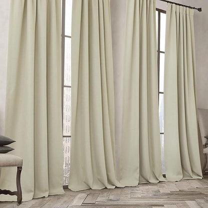 NICETOWN Room Darkening Bedroom Curtains 84 inches Long, Pinch Pleated Curtains Faux Linen Blend Light Blocking Noise Canceling Thermal Drapes for Living Room, Linen Beige, W52 x L84, 2 Panels