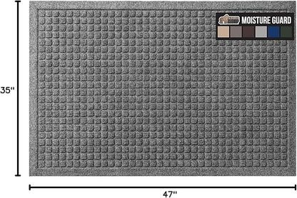 GORILLA GRIP® Ultra Absorbent Front Door Mat Outside Entrance, 47x35, Traps Dirt and Moisture, HydroABSORB Indoor Outdoor Doormat Holds Up to 6 Cups Water, Stain and Fade Resistant Welcome Mat, Grey
