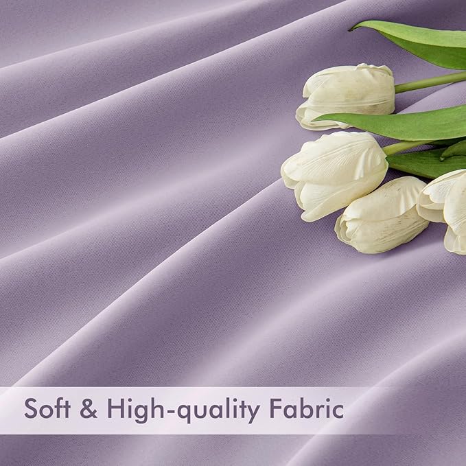 MIULEE Lilac Back Tab Blackout Curtains 102 Inch Long 2 Panels Set for Bedroom, Rod Pocket/Pinch Pleated Thermal Insulated Living Room Darkening Light Blocking Floor to Ceiling Drapes