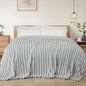 Exclusivo Mezcla California King Size Flannel Fleece Blanket, Super Soft Striped Jacquard Bed Oversized Blanket, Lightweight Fuzzy Cozy for All Seasons, 120x120 Inches, Light Grey