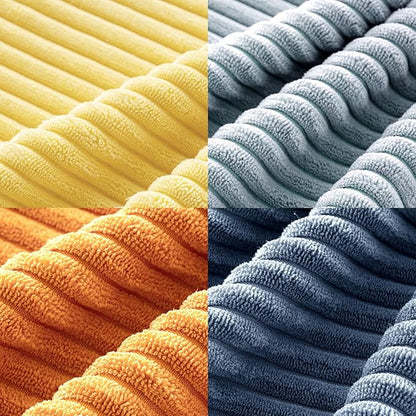 MIULEE Pack of 4 Blue-Orange Corduroy Decorative Throw Pillow Covers 18x18 Inch Soft Boho Striped Pillow Covers Modern Farmhouse Home Decor for Summer Sofa Living Room Couch Bed