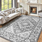 Lofus 6x9 Area Rugs for Living Room, Washable Area Rug, Rugs for Bedroom, Kitchen, Vintage Boho Carpet, Soft Non-Slip, Low Pile Large Area Rug for Office Dining Room, Floral Grey