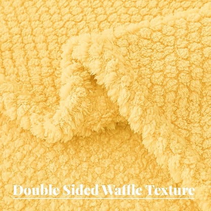 Whale Flotilla Extra Large Fuzzy Fleece Throw Blanket for Couch, 50x70 Inch Fluffy Warm Soft Jacquard Blankets for All Season, Lightweight and Cozy, Yellow