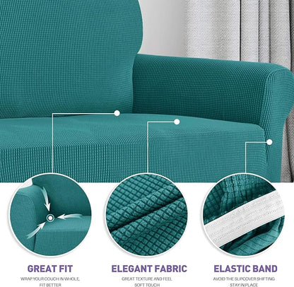 ZNSAYOTX Super Stretch Couch Cover (72"-92") Universal Sofa Covers with Elastic Bottom, Dog Cat Pets Friendly Washable Furniture Protector Fitted Sofa Slipcovers Stay in Place (Peacock Teal, Sofa)