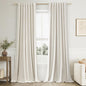 Cream 100% Blackout Linen Curtains 100 Inch Length 2 Panels Set for Living Room Bedroom Back Tab Thermal Insulated Black Out Drapes Room Darkening Farmhouse Style for Bedroom Window Curtains 52x100