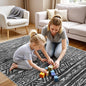 4x5 Washable Entryway Area Rug: Modern Moroccan Runner Rugs Indoor Soft Non Slip Door Mat for Living Room Low Pile Thin Floor Carpet for Kitchen Dining Room Bedroom Home Office Decor(4x5,Black)