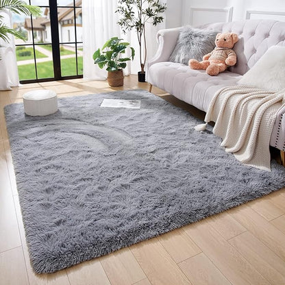 Amearea Premium Soft Fluffy Area Rug Modern Shag Carpet, 3x5 Feet, Fuzzy Shaggy Rugs for Bedroom Living Room Teen Apartment Decor, Comfortable Indoor Furry Dorm Carpets, Grey