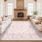 Area Rugs 10'x12' Washable Non-Slip, Floral Vintage Distress Print Pattern Medallion Carpet for Living Room Bedroom Dining Room, Pink Greypink Cute
