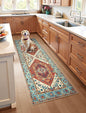 SERISSA Boho Kitchen Runner Rug, 3x7 Washable Non-Slip Runner Rug for Hallways Kitchen Rug, Ultra Soft Vintage Orange Print Distressed Tribal Floor Carpet Runner for Bedroom Entryway Laundry Room