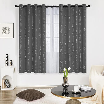 Deconovo Blackout Curtain for Bedroom, 52 x 72 Inch, Thermal Insulated Soundproof Curtains, Grommet Top, Machine Washable, Set of 2 Panels for Living Room Nursery Bedroom Apartment Home, Light Gray
