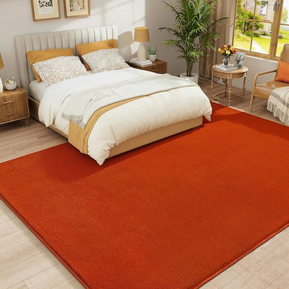 Amearea Large Modern Area Rugs for Bedroom Living Room, 6x9 Feet Orange Thickened Memory Foam Rug, Fluffy Indoor Washable Rugs Non Slip Minimalist Carpet for Boys Girls Dorm Nursery Room Decor