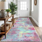IOHOUZE Abstract Runner Rug 3x10 Ft Washable Runners for Hallways, Non Slip Kitchen Runner Printed Faux Wool Entryway Runner Indoor, Modern Abstract Floor Carpet for Hall Kitchen Bedroom, Pink Teal