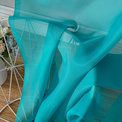 OVZME Turquoise Sheer Curtains 78 Inches Long 2 Panels - Soft Light Filtering Window Sheer Panels for Living Room/Bedroom, Top Dual Rod Pocket, 1 Pair, Each 42Wx78L Inches