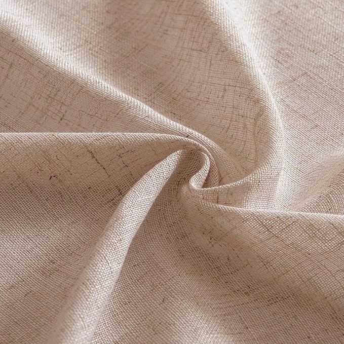 MIULEE Natural Beige Linen Curtains 90 Inch Long 2 Panels for Bedroom Living Room, Soft Linen Textured Window Drapes Semi Sheer Light Filtering Back Tab Rod Pocket Farmhouse Burlap Look Decor