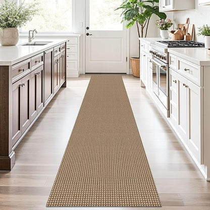 KOZYFLY Boho Runners for Hallways 2x10 ft Washable Kitchen Runner Non Slip Rubber Backed Hallway Rugs Cotton Entryway Runner Rug Floor Carpet for Indoor Hall, Backdoor, Kitchen, Tan/Orange/Brown