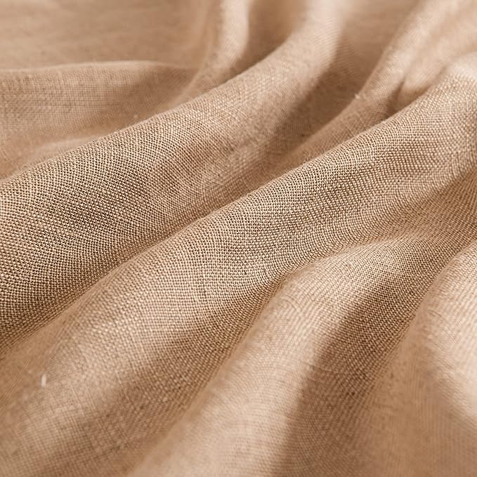MIULEE Brown Linen Curtains 90 Inches Long for Bedroom Living Room, Soft Thick Linen Textured Window Drapes Semi Sheer Light Filtering Back Tab Rod Pocket Burlap Look Farmhouse Decor, 2 Panels Set