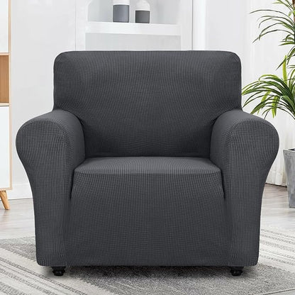 ZNSAYOTX Super Stretch Chair Slipcover Universal Sofa Chair Covers for Living Room Dogs Pet Furniture Protector Spandex Armchair Slipcovers with Anti Slip Foam Sticks (Dark Grey, Chair)