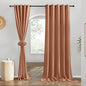 NICETOWN Caramel Linen Curtains for Kitchen, Thick Flax Small Window Treatments Semi Sheer Privacy Assured with Light Through for Cafe/Bathroom, W68 x L84, 2 Panels