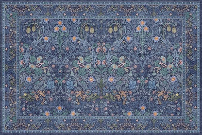 Navy Blue Washable 2x3 Entry Rug - Small Front Door Mats Indoor, Non-Slip Boho Bathroom Rugs, Vintage Dark Decor for Kitchen, Entryway