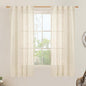 LAMIT Semi Sheer Beige Linen Curtains 63 inch, Light Filtering Panels Back Tab and Rod Pocket Neutral Drapes for Bedroom/Living Room, Beige, 2 Panels, 34 x 63 Inch