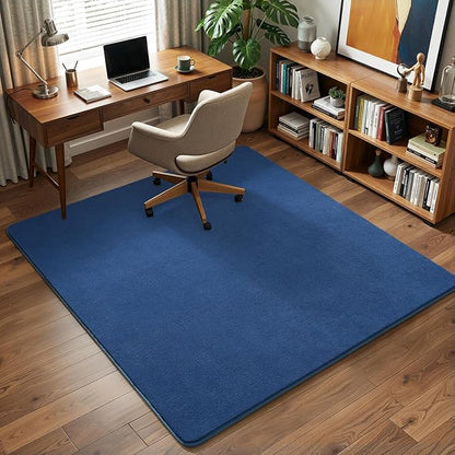 Amearea 5x5 Square Area Rugs for Bedroom Living Room, Modern Blue Thickened Memory Foam Rug, Fluffy Indoor Washable Rugs Non Slip Minimalist Carpet for Kids Boys Girls Dorm Nursery Room Decor