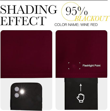 NICETOWN Modern Blackout Curtains Noise Reducing, Wine Red, 2 Panels, W42 x L54, Thermal Insulated and Privacy Room Darkening Drape Panels for Boy's Guest Room Door Small Short Window