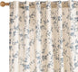 Lazzzy Farmhouse Linen Curtains Extra Long Blue Floral Curtains 108 Inch Long Back Tab Drapes for Living Room Bedroom Light Filtering Country Vintage Rod Pocket, 2 Panels, Blue on Beige