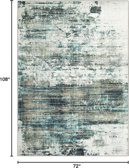 6x9 Area Rugs Washable Rug: Large Modern Abstract Living Room Rug Soft Anti-Skid Thin Carpet Indoor Floor Non-Shedding Carpets for Bedroom Dining Room Farmhouse Nursery Home Office Green Multi