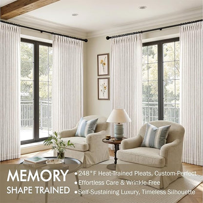MIULEE Pinch Pleated Thick Linen Curtains 84 Inches Long 2 Panels for Living Room Bedroom, Linen Textured Memory Trained Drapes Pleat Back Tab Light Filtering Natural Window Curtains with Hooks&Rings