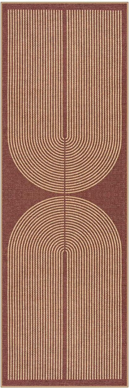 Lahome Enfys Modern Rainbow Easy Jute 2x6 Runner Rug, Red Runners for Hallways Non Slip Washable Kitchen Rugs, Farmhouse Stain Resistant Non Shedding Indoor Outdoor Carpet for Laundry Entryway