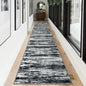 KOZYFLY Modern Abstract Washable Rug Runner 2.6x12 Hallway Rug Runner Non-Slip Soft Kitchen Runner Rugs, Black Navy Blue Grey Striped Carpet for Entryway Bathroom Laundry Room Foyer
