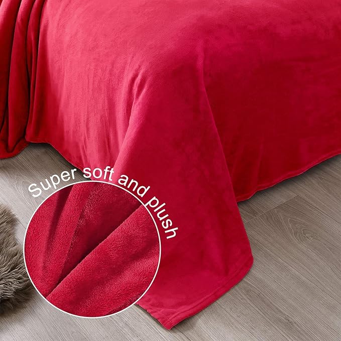 Exclusivo Mezcla Fleece Throw Blanket for Couch, Sofa, 300GSM Super Soft and Warm Blankets, Red Throw All Season Use, Cozy, Plush, Lightweight, 50x60 Inches