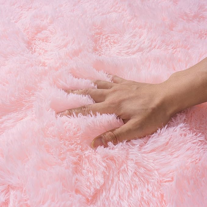 Small Area Rug, 2x3 Pink Rug for Bedroom Shaggy Throw Rugs for Girls Room, Soft Carpet for Kids Room, Plush Non-Slip Fluffy Bedside Rug for Living Room Nursery Dorm Home Decor