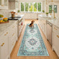 RELEANY Area Rugs 2'6''x8' Runner Rug Non Slip Washable for Kitchen Hallway Bedroom Beside Laundry Room Bathroom Rug, Floor Carpet, Green Navy Blue White Red Teal Colorful