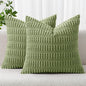 MIULEE Pack of 2 Spring Corduroy Decorative Throw Pillow Covers 18x18 Inch Soft Boho Striped Pillow Covers Modern Farmhouse Home Decor for Summer Sofa Living Room Couch Bed Sage Green