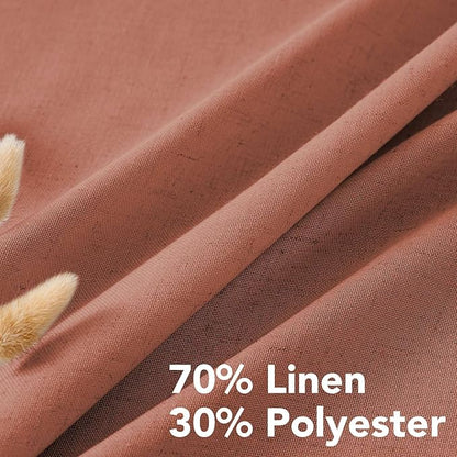 H.VERSAILTEX Linen Curtains Home Decorative Nickel Grommet Semi Sheer Curtains Privacy Added Energy Saving Light Filtering Window Treatments Draperies for Bedroom, Terracotta, 2 Panels, 52 x 96 - Inch