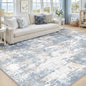 Washable Area Rugs 6'x9' Non-Slip Modern Abstract Soft for Living Room Entryway Bedroom Nursery, Print Pattern, Light Blue