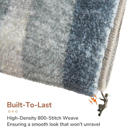 OPPODREAM Border Soft Area Rugs 6x9, Washable Blue Rug with Non Slip Backing, 6 x 9 Faux Cashmere Low-Pile 6x9 Carpet