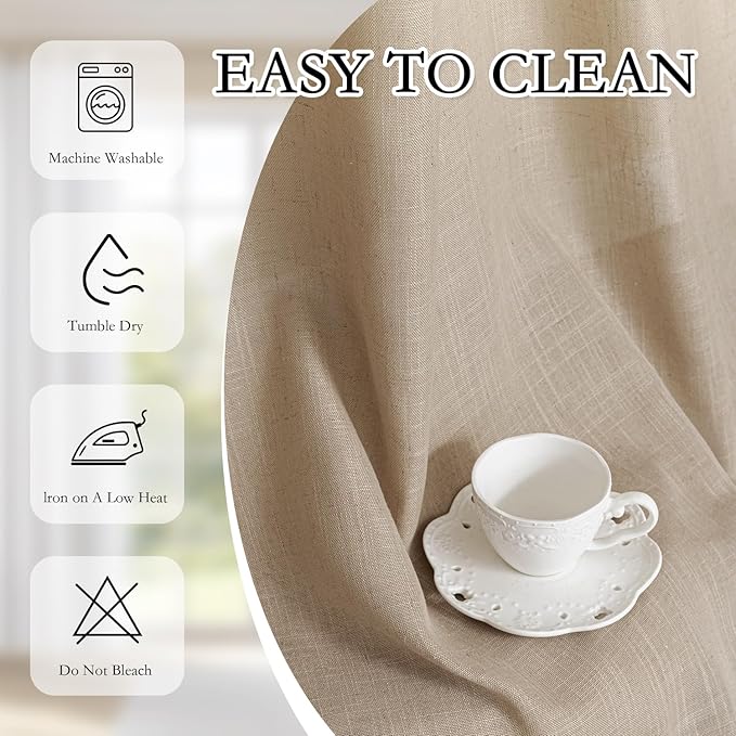 MYSKY HOME French Door Curtains for Closet Doorways, 72 Inches Long Taupe Semi Sheer Drapes Light Filtering Curtain Panels Elegant Look for Classroom/Guestroom Windows, 50" x 72", Taupe, 2 PCs