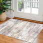KOZYFLY Modern Abstract Small Area Rugs 2x3, Washable Kitchen Rug Non-Slip Soft Small Bathroom Rug, Multi Grey/Orange Striped Entryway Rugs Print Faux Wool Doormat