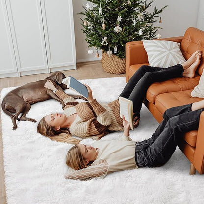 Chicrug Soft Area Rugs for Bedroom Living Room Plush Fluffy Rug 9x12 Feet, Shag Furry Area Rug Carpet Non Shedding for Nursery Children Kids Girls Room Home Decorative, Cream